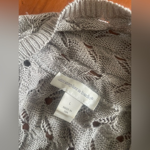 Christopher & Banks Light Gray Open-Knit Cardigan - Picture 2 of 3